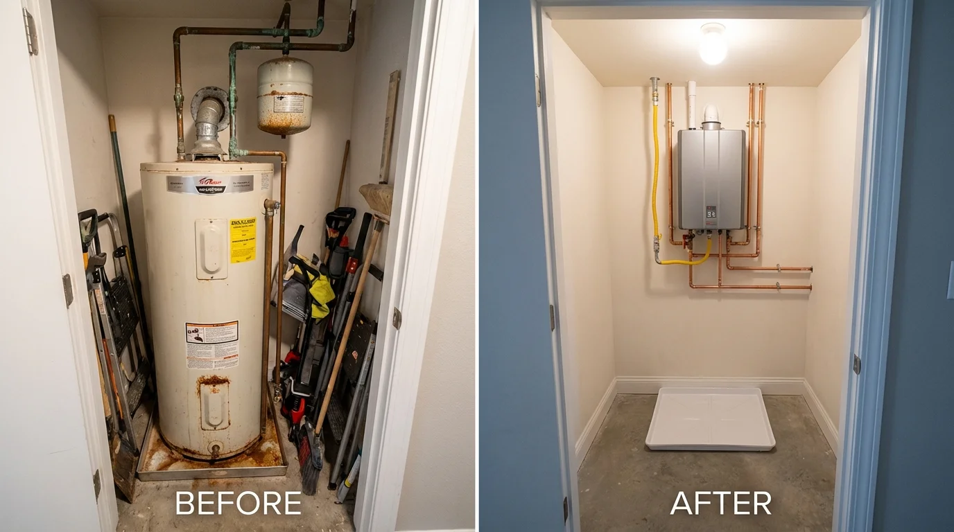 Tank water heater versus wall-mounted tankless unit comparison for Edgard, LA homeowners